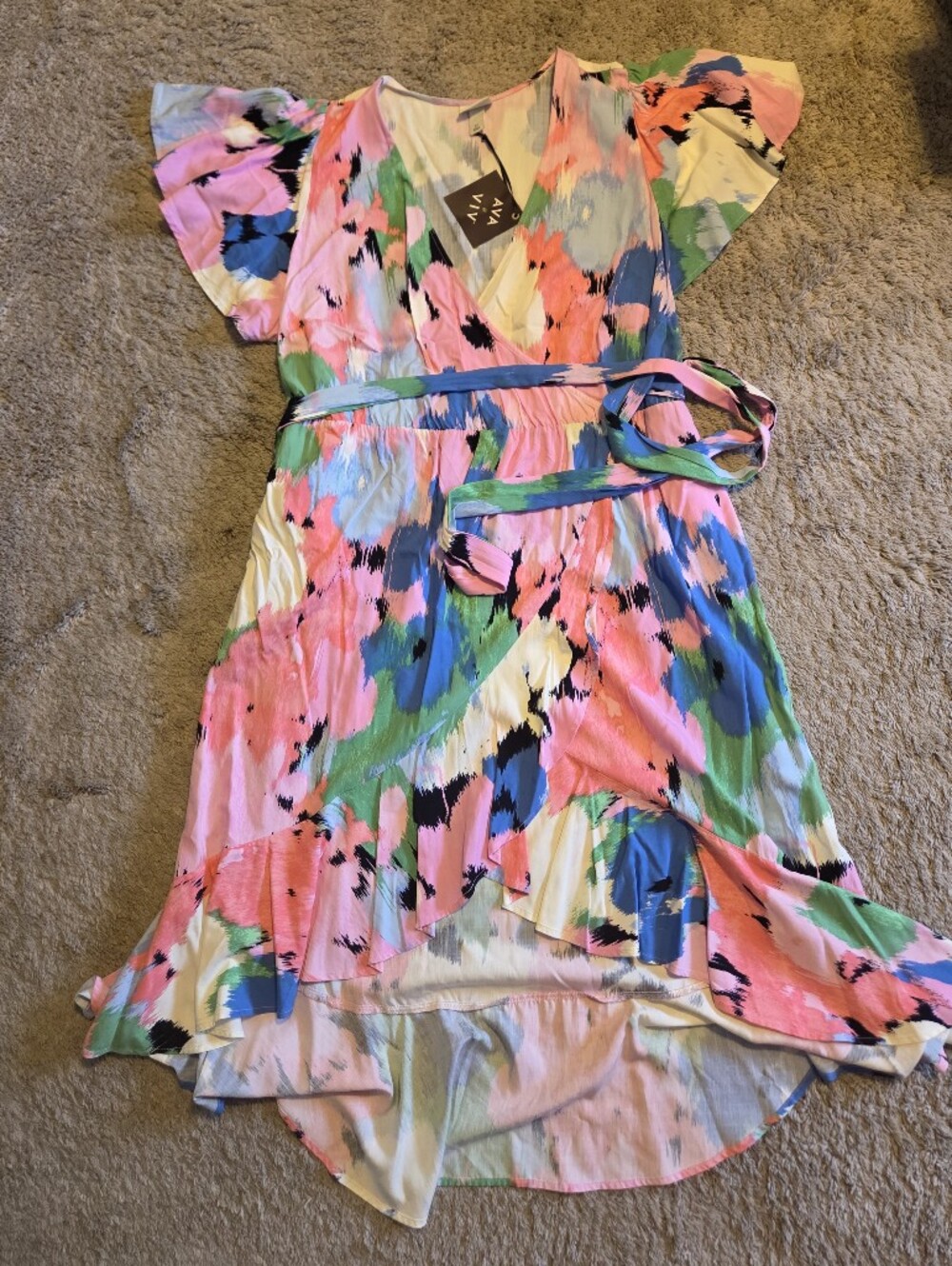 Ava & Viv Abstract Faux Wrap Dress